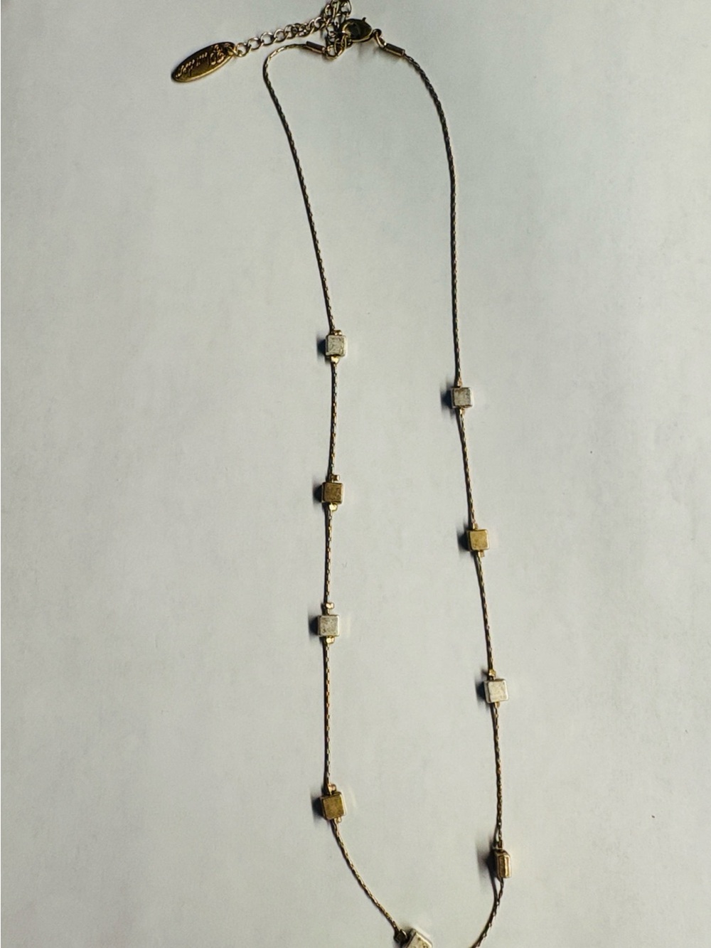 Plunder Delicate Two-Tone Cube Station Necklace - Women Jewelry